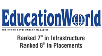 Ranked 7th in Infrastructure and  8th in Placements by Education World