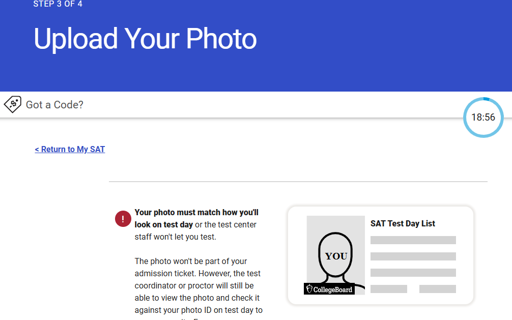SAT Exam Registration Step 4 Upload Your Photo